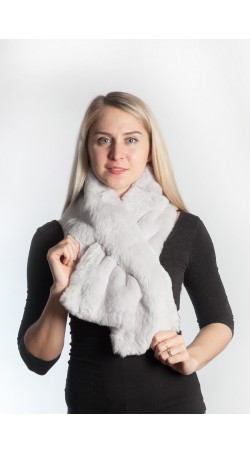 Light grey rex fur scarf